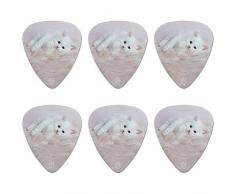 Persische Katze Weißes Kätzchen Flauschige Pelzdecke Neuheit Gitarren Picks Mittlere Stärke - 6er-Set