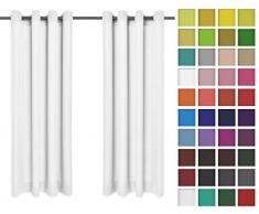 Rollmayer Vorhänge Schal mit Ösen Kollektion Vivid (Weiß 1, 135x240 cm - BxH) Blickdicht Uni einfarbig Gardinen Schal für Schlafzimmer Kinderzimmer Wohnzimmer