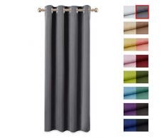 PONY DANCE Gardinen Blickdicht Vorhänge Wohnzimmer - (H 240 x B 132 cm) Vorhang Blickdicht Ösenvorhang Wärmeisolierend Thermo Vorhang Verdunkelung, Grau, 1 Stück