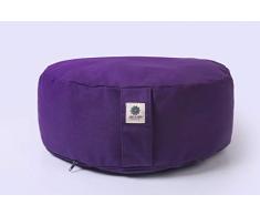 Coreasana Meditationskissen | Buchweizenkissen | traditioneller runder Zafu-Sitz aus 100 % Bio-Baumwolle, moderner Zabuton-Bodenkissen – mehrere Farben Dunkelviolett Baumwolle
