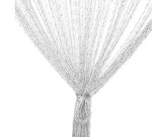 TRIXES weiß Fadenvorhang im Tautropfen Design als Raumteiler Fliegenschutz oder als Festliche saisonale Dekoration Voller Größe: 90cm x 200cm - Vorhänge