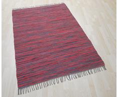 MB Warenhandel24 Handwebteppich Fleckerlteppich Flickenteppich gestreift 100% Baumwolle Handweb Teppich Fleckerl Waschbar (ANTHRAZIT/ROT gestreift, ca. 50x100 cm)
