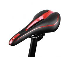 Männer und Frauen Fahrradsattel, MTB Fahrradsitz Gel Mountainbike Sattel, Polsterauflage mit zentraler Entlastungszone und ergonomischem Design Passend für Rennrad und Mountainbike (Schwarz Rot)