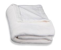CelinaTex Montreal Kuscheldecke XXL 220 x 240 cm Creme weiß Coral Fleece Wohndecke Mikrofaser Tagesdecke Sofadecke