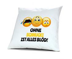 Kopfkissen mit Namen Schnucki - Motiv Ohne Schnucki ist alles Blöd!, 40 cm, 100% Baumwolle, Kuschelkissen, Liebeskissen, Namenskissen, Geschenkidee