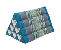 Handelsturm Kleines Thaikissen Dreieck 33 x 20 cm Kissen mit Füllug aus Kapok Dreieckskissen aus Thailand, Dekokissen oder Stütze, blau