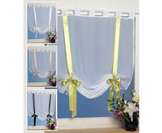 Raffgardine Voile 100x160 cm Raffband Fenstergardine Schlaufenschal Bistrogardine halbtransparent #1314 (schwarz)