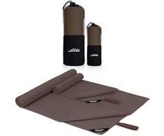 Mikrofaser Reisehandtuch 2 Stück(1 Badetuch 152x80 cm & 1 Hand Gesichtshandtuch - 80x38 cm)，Schneller trocknender, saugfähiger Travel Handtuch für Sport, Backpacking, Strand, Dusche, Yoga (Brown)