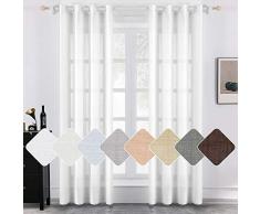 MIULEE 2er Set Voile Vorhang Sheer Leinenvorhang mit Ösen Transparente Leinen Optik Gardine Ösenschal Wohnzimmer Fensterschal Luftig Lichtdurchlässig Dekoschal für Schlafzimmer 175 x 140cm (H x B)