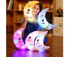 LED Leuchtend Kinder Plüschtiere Mond Kissen Kinderzimmer Weihnachten Baum Dekoration (Gelb)