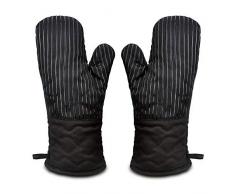Ofenhandschuh Topfhandschuhe Hitzebeständig Topflappen Handschuh,BBQ Backofen Handschuhe,Grillhandschuhe Backhandschuhe Kochhandschuhe Schwarz Anti-Rutsch Silikon Baumwolle Lang Oven Glove Set 1 Paar
