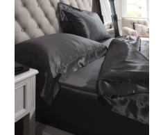 Jasmine Silk 100% Maulbeere 19MM Charmeuse Seide Bettwäsche-Sets/ Bettbezüge (schwarz) KING 225cm x 220cm + 7cm Grenze