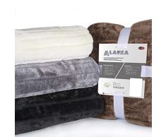 CelinaTex Alaska XXL-Kuscheldecke 200 x 240 cm braun Polar Fleece Sofadecke Felloptik Tagesdecke Fellimitat Wohndecke