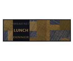 Küchenläufer / Küchenmatte / Dekoläufer für Küche und Bar / Teppich / Läüfer / waschbare Küchenläufer / Küchendeko Modell COOK & WASH Breakfast Lunch Dinner schwarz grau braun Größe ca. 50 x 150 cm / Maschinen waschbar auf 30 grad
