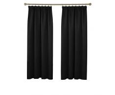 Deconovo Vorhang Gardinen Verdunkelungsgardinen mit Kräuselband Blickdicht 175x140 cm Schwarz 2er Set