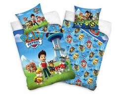 TexIdea Biber/Flanell Wende Bettwäsche-Set Paw Patrol Motiv 135 x 200 cm 80 x 80 cm 100% Baumwolle Reißverschluss Helfer auf 4 Pfoten