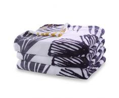 DecoKing 40751 Kuscheldecke 220x240 cm Decke Microfaser Mikrofaserdecke Fleecedecke Wohndecke Fleece weich sanft kuschelig weiß schwarz gelb orange violett Fern Jungle Collection