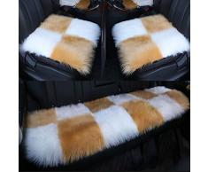 FENG Ausgesuchter Plüsch Universal Auto Sitzbezug Universal, fürs Auto Rollstuhlauflage 2 quadratische Polster, 1 hinteres Kissen,Beige