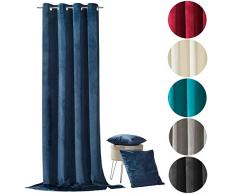 heimtexland ® Samt Ösenschal Samtvorhang Deko Gardine Vorhang Blickdicht 245x135 Typ641 (Nachtblau)