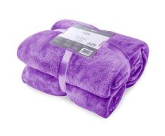 DecoKing 22863 Kuscheldecke 200x220 cm violett XL Decke Microfaser Mikrofaserdecke Fleecedecke Wohndecke Tagesdecke Fleece weich sanft kuschelig Pflaume Violet Plum Mic