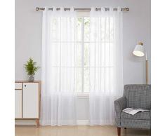 Deconovo 2er Set Ösenvorhang Transparent Vorhang Gardine Voile 229x140 cm Weiß, Stoff, 229x140
