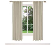 Deconovo Verdunkelungsvorhang Blickdichte Gardinen mit Stangendurchzug und Rückenschlaufen Wohnzimmer Vorhang Wärmeisolierung Energiesparung 214x132 cm Beige 2er Set