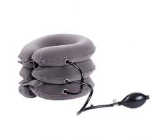 Masterein Aufblasbarer Ansatz Traction Stretcher Air Cervical Massage-Klammer-Stützkissen für Rücken Schulter Nackenschmerzen Health Care Grau