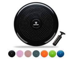 BODYMATE Ballsitzkissen inkl. Pumpe SCHWARZ 34cm Durchmesser - Balance-Kissen, Sitzballkissen, Luftkissen, Balance Pad, Noppenkissen - Core-, Fitness-, Reha-, Koordinations- und Rückentraining