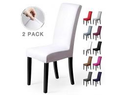 Stuhlhussen 2 Stück, Stretch-Stuhlbezug elastische moderne Husse Elasthan Stretchhusse Stuhlbezug Stuhlüberzug . bi-elastic Spannbezug, sehr pflegeleicht und langlebig Universal (Packung von 2, Weiß)