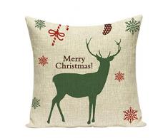Nunubee Kissenbezug bettwäsche Weihnachten-Serie Leinenmaterial Platz Dekorative Akzente Setzen Fall Sofa zierkissen Elch Weihnachtsmann Glocke Elf Rentier Rudolph Festive, Merry Christmas 5 45x45cm
