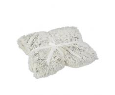 Relaxdays Kuscheldecke Felloptik, Decke Fellimitat, Tagesdecke xxl, Wohndecke flauschig, BxT ca 150 x 200 cm, weiß-braun