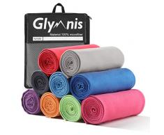 Glymnis Mikrofaser Handtücher Sporthandtuch Reisehandtuch 3 Farben in 3 Größen schnelltrocknend saugfähig weich Badetuch Strandhandtuch für Sport Schwimmen Strand (Grau, 152X76cm)