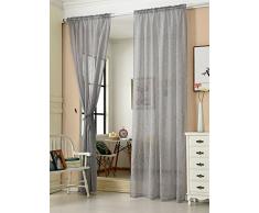 WOLTU VH5859dgr-2, 2er Set Gardinen transparent mit Kräuselband Leinen Optik, Doppelpack Vorhang Stores lichtdurchlässig Fensterschal für Wohnzimmer Kinderzimmer Schlafzimmer, 140x245 cm Grau