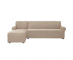 subrtex Sofabezug L Form Stretch Sofahusse Ecksofa Elastisch Antirutsch Eckcouch überwurf Weich Stoff Abwaschbar (Links 2 Sitzer, Sand)