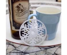 RENCALO 2PC Weihnachtskaffeetisch Wasser Snowflake Coaster Isolation Pad Coaster Deckchen Christmas Cup Coaster Kissen-Weiß