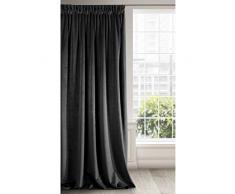 Eurofirany Vorhang Velvet Schwarz Samt 1 Stk. Weich Kräuselband Edel Elegant Hochwertig Glamour Schlafzimmer Wohnzimmer Lounge, Stoff, 140x270cm