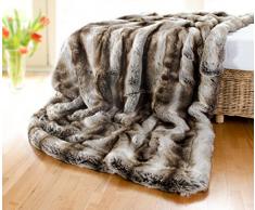 Wohnen & Accessoires Edle Premium Felldecke aus Webpelz Wolf grau-braun 150x200cm