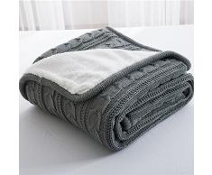 RAIN QUEEN Decke Kuscheldecke Doppelseitige Mikrofaserdecke Strickdecke Kuschelig Flauschig (120 * 180cm, Grau)