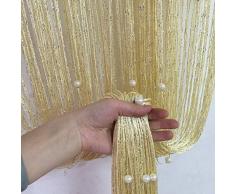 Quaste Perlen Vorhang silber Gewinde String mit Kristall Perlen Design Raumteiler Tür Fenster Badezimmer Vorhang für Home Decor Hochzeit Decor gelb