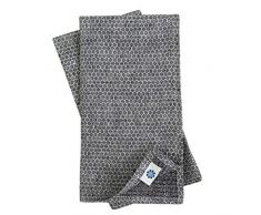 Linen & Cotton Luxus Schön Edel 4 x Stoffservietten Honeycomb - 100% Leinen, Schwarz Beige Grau (47 x 47cm) Servietten Stoff Leinenservietten Tischdekoration für Hochzeit Feier Gastronomie Weihnachten