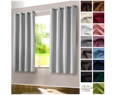 heimtexland ® 1 Paar Thermo- Verdunklungsgardinen Ösenschal isolierend verdunkelnd schalldämmend Blickdicht Gesund Wohnen Vorhang ÖKOTEX Gardine HxB 160x135 Silber-Grau Typ139