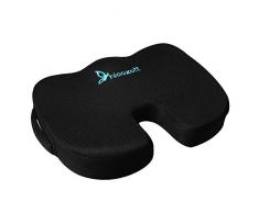 FOOUS Hioozott Komfort-Sitzkissen aus Netzstoff, 100% Memory-Schaumstoff, Steißbein-Kissen für Rollstuhl, Steißbein-Kissen und Ischias- und Rückenschmerzlinderung (schwarz)