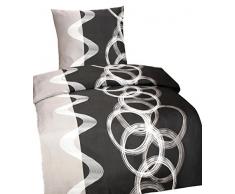 Leonado Vicenti 2 tlg. Bettwäsche Thermofleece 135x200 cm Flausch Garnitur Set Farbe wählbar mit Reißverschluss, Fleece Bettwäsche:Sarah Grau