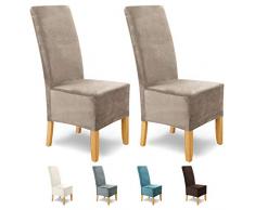 SCHEFFLER-Home Stretch Stuhlhusse Puma Velvet, 2er Set elastische Velour Stuhlabdeckungen, Stuhlhussen Schwingstühle, Spannbezug mit Gummiband, Elegante Chenille Stuhlbezüge