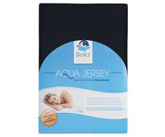 Premium Spannbettlaken mit Gummizug für Wasserbetten Boxspringbetten Übergröße Jersey Matratzenbezug Bettbezug Baumwolle Elastan Laken Wasserbettbezug 180-200 x 200-220 cm | Schwarz