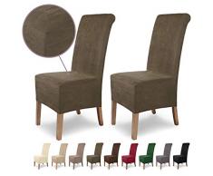 SCHEFFLER-Home Stretch Stuhlhusse Leon | 2er Set elastische Stuhlabdeckungen aus Wildleder | Stuhlhussen Schwingstühle | Spannbezug mit Gummiband | Elegante Stuhlbezüge