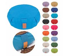 #DoYourYoga Yogakissen »Brahman« mit Reißverschluss & Bio-Buchweizenschalen (KBA) Füllung - Maße: ca. 42 x 15 cm - ideal als Zafukissen/Meditationskissen/Rondokissen/Meditiationsunterlage - Navyblau