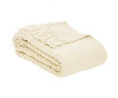 AmazonBasics - Decke mit Fransen, Strick, Elfenbeinweiß, 130 x 150 cm