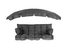 PATIO Auflagen Set Ravenna 175 cm mit Sonnendach für Hollywoodschaukel Polsterauflage Sitzkissen Rückenkissen Seitenkissen Gesteppt H018-07PB