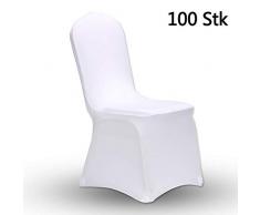 AllRight 100 x Universell Stuhlhussen Stretch Stuhl Husse Stuhlbezug Stuhlüberzug Weiß